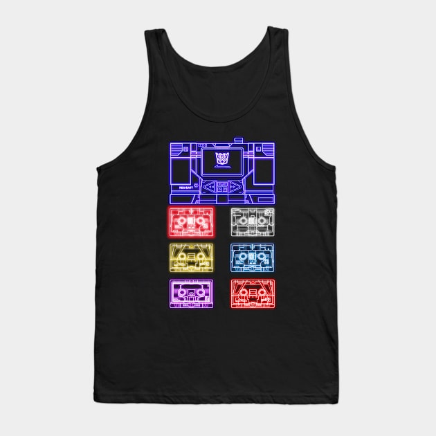 Masterpiece Soundwave and Cassettes Multicolour tron effect Tank Top by Draconis130